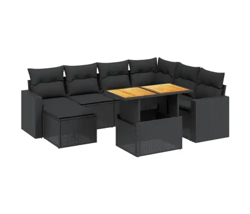 8-Daļīgs Dārza Dīvāna Komplekts, Matrači, Melna Pe Rotangpalma Vidaxl