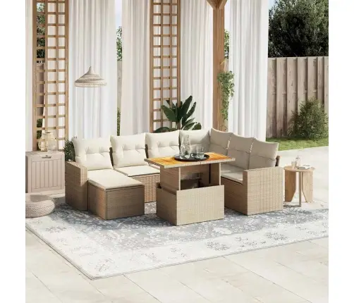 8-Osaline Aiadiivani Komplekt Patjadega, Beež, Polürotang