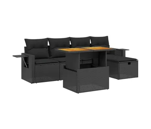 6-Daļīgs Dārza Dīvāna Komplekts, Matrači, Melna Pe Rotanpalma Vidaxl