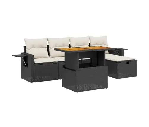 6-Daļīgs Dārza Dīvāna Komplekts, Matrači, Melna Pe Rotanpalma Vidaxl