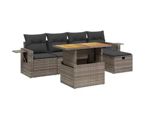 Sofos Komplektas Su Pagalvėlėmis, 6 Dalių, Pilkas, Poliratanas