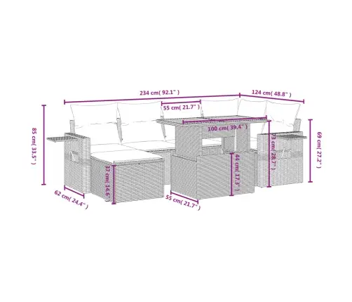 7-Osaline Aiadiivani Komplekt Patjadega, Must, Polürotang