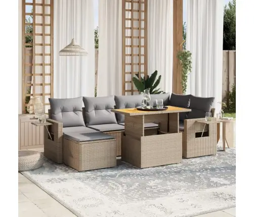 7-Osaline Aiadiivani Komplekt Patjadega, Beež, Polürotang