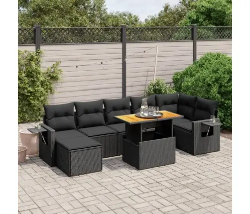 8-Osaline Aiadiivani Komplekt Patjadega, Must, Polürotang