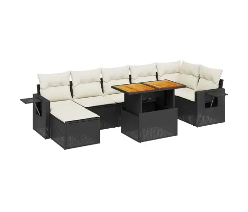 8-Daļīgs Dārza Dīvāna Komplekts, Matrači, Melna Pe Rotangpalma Vidaxl