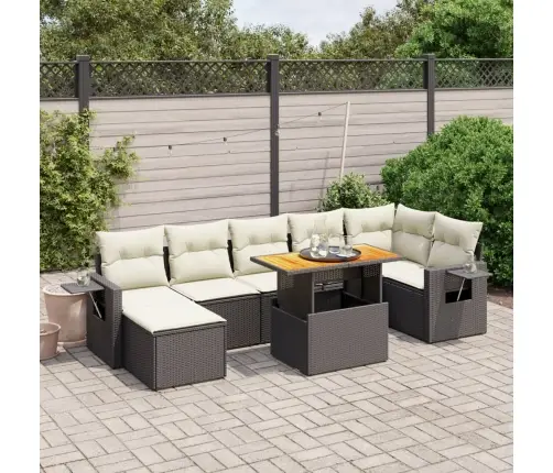 8-Daļīgs Dārza Dīvāna Komplekts, Matrači, Melna Pe Rotangpalma Vidaxl