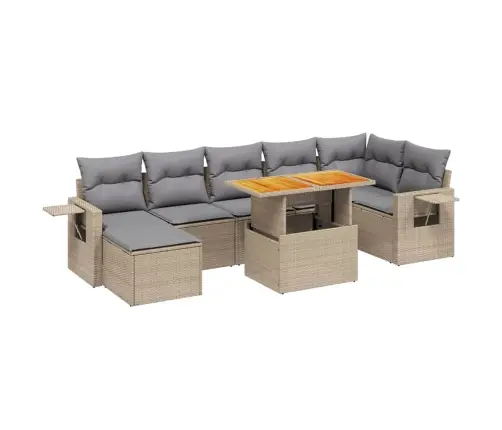 8-Daļīgs Dārza Dīvāna Komplekts, Matrači, Bēša Pe Rotangpalma Vidaxl