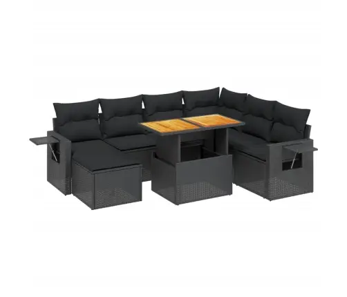 8-Daļīgs Dārza Dīvāna Komplekts, Matrači, Melna Pe Rotangpalma Vidaxl