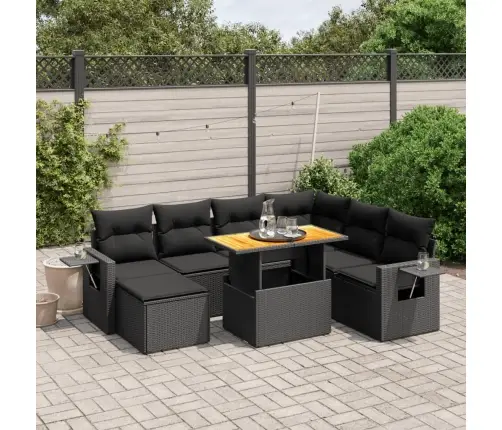 8-Daļīgs Dārza Dīvāna Komplekts, Matrači, Melna Pe Rotangpalma Vidaxl