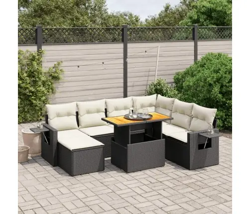 8-Daļīgs Dārza Dīvāna Komplekts, Matrači, Melna Pe Rotangpalma Vidaxl