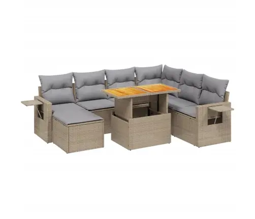 8-Daļīgs Dārza Dīvāna Komplekts, Matrači, Bēša Pe Rotangpalma Vidaxl