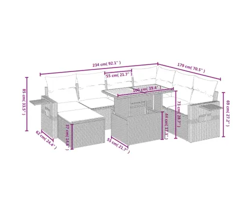 8-Daļīgs Dārza Dīvāna Komplekts, Matrači, Bēša Pe Rotangpalma Vidaxl