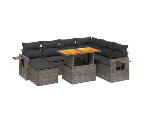 8-Daļīgs Dārza Dīvāna Komplekts Ar Matračiem, Pelēks Pe Pinums Vidaxl