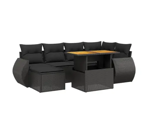 7-Daļīgs Dārza Dīvāna Komplekts Ar Matračiem, Melna Pe Vidaxl