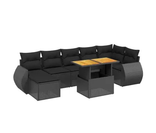 8-Daļīgs Dārza Dīvāna Komplekts, Matrači, Melna Pe Rotangpalma Vidaxl