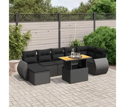 8-Daļīgs Dārza Dīvāna Komplekts, Matrači, Melna Pe Rotangpalma Vidaxl