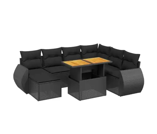 8-Daļīgs Dārza Dīvāna Komplekts, Matrači, Melna Pe Rotangpalma Vidaxl