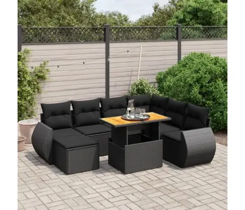 8-Daļīgs Dārza Dīvāna Komplekts, Matrači, Melna Pe Rotangpalma Vidaxl