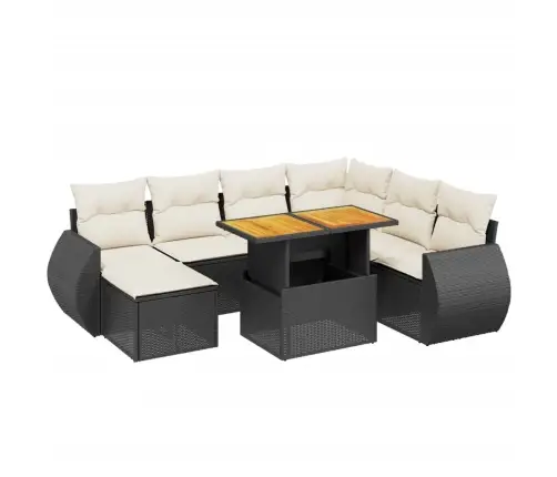 8-Daļīgs Dārza Dīvāna Komplekts, Matrači, Melna Pe Rotangpalma Vidaxl