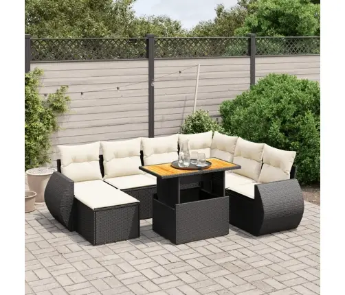 8-Daļīgs Dārza Dīvāna Komplekts, Matrači, Melna Pe Rotangpalma Vidaxl