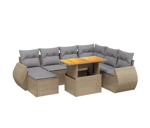 8-Osaline Aiadiivani Komplekt Patjadega, Beež, Polürotang