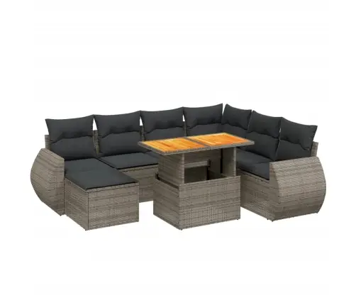 8-Daļīgs Dārza Dīvāna Komplekts Ar Matračiem, Pelēks Pe Pinums Vidaxl