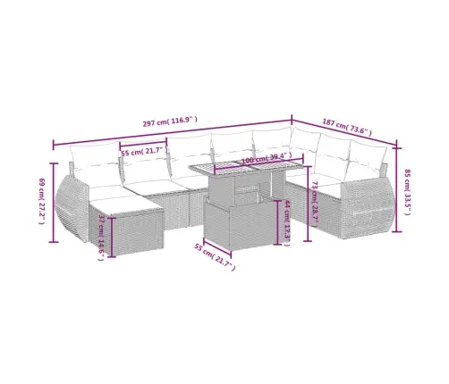 9-Daļīgs Dārza Dīvāna Komplekts, Matrači, Melna Pe Rotangpalma Vidaxl