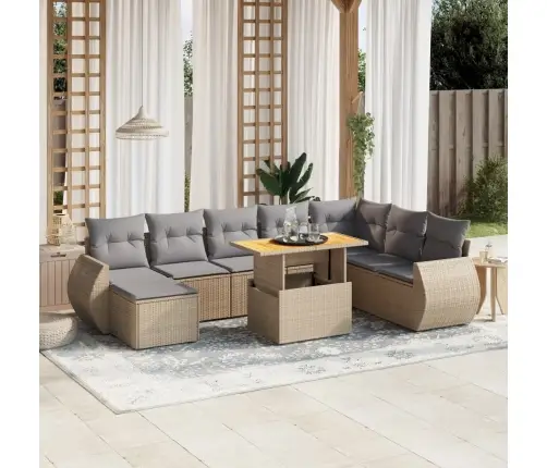 9-Osaline Aiadiivani Komplekt Patjadega, Beež, Polürotang