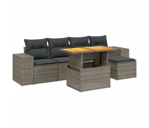 Sofos Komplektas Su Pagalvėlėmis, 6 Dalių, Pilkas, Poliratanas