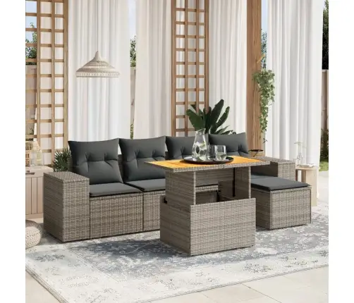 Sofos Komplektas Su Pagalvėlėmis, 6 Dalių, Pilkas, Poliratanas