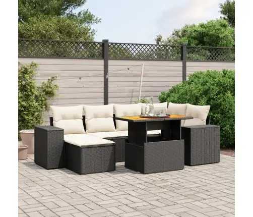 7-Daļīgs Dārza Dīvāna Komplekts Ar Matračiem, Melna Pe Vidaxl