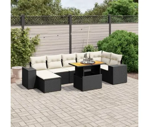 8-Daļīgs Dārza Dīvāna Komplekts, Matrači, Melna Pe Rotangpalma Vidaxl