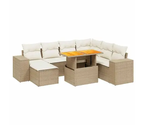 8-Osaline Aiadiivani Komplekt Patjadega, Beež, Polürotang