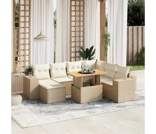 8-Osaline Aiadiivani Komplekt Patjadega, Beež, Polürotang