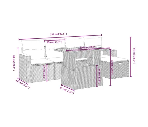 6-Daļīgs Dārza Dīvāna Komplekts, Matrači, Melna Pe Rotanpalma Vidaxl