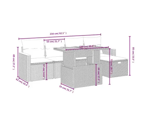6-Daļīgs Dārza Dīvāna Komplekts, Matrači, Melna Pe Rotanpalma Vidaxl