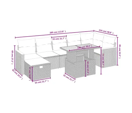 8-Osaline Aiadiivani Komplekt Patjadega, Must, Polürotang