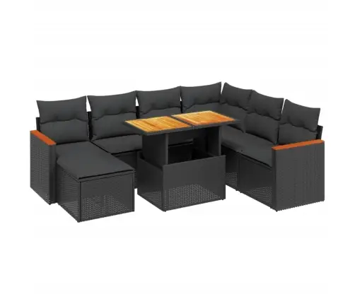 8-Daļīgs Dārza Dīvāna Komplekts, Matrači, Melna Pe Rotangpalma Vidaxl