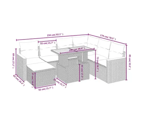 8-Daļīgs Dārza Dīvāna Komplekts, Matrači, Melna Pe Rotangpalma Vidaxl