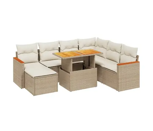 Sofos Komplektas Su Pagalvėlėmis, 8 Dalių, Smėlio, Poliratanas