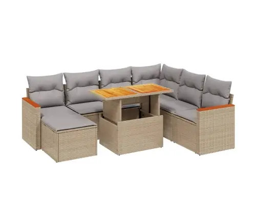 8-Daļīgs Dārza Dīvāna Komplekts, Matrači, Bēša Pe Rotangpalma Vidaxl