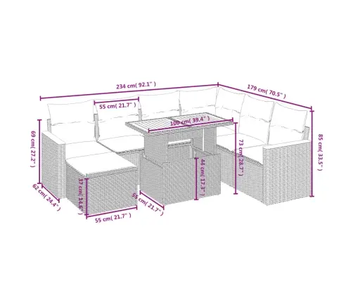 8-Daļīgs Dārza Dīvāna Komplekts, Matrači, Bēša Pe Rotangpalma Vidaxl