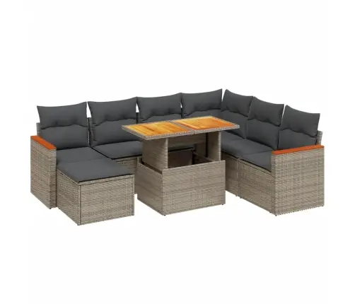 8-Daļīgs Dārza Dīvāna Komplekts Ar Matračiem, Pelēks Pe Pinums Vidaxl