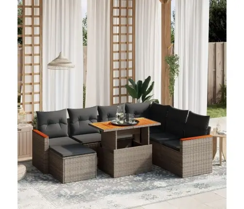 8-Daļīgs Dārza Dīvāna Komplekts Ar Matračiem, Pelēks Pe Pinums Vidaxl