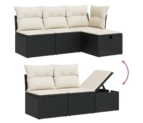 6-Osaline Aiadiivani Komplekt Patjadega, Must, Polürotang