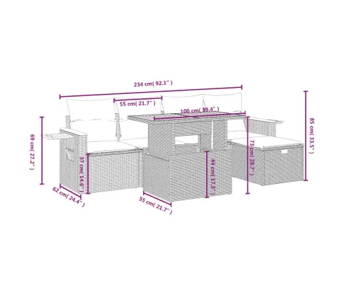 6-Osaline Aiadiivani Komplekt Patjadega, Must, Polürotang