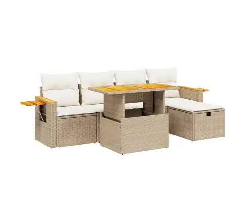 6-Daļīgs Dārza Dīvāna Komplekts, Matrači, Bēša Pe Rotangpalma Vidaxl