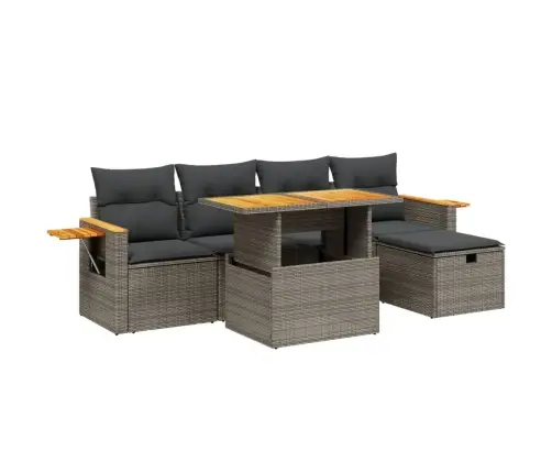 6-Daļīgs Dārza Dīvāna Komplekts Ar Matračiem, Pelēks Pe Pinums Vidaxl