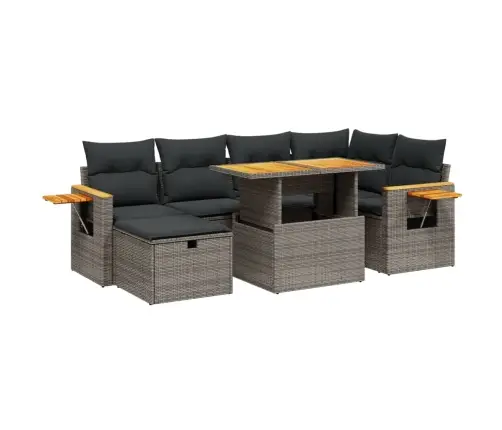 Sofos Komplektas Su Pagalvėlėmis, 7 Dalių, Pilkas, Poliratanas