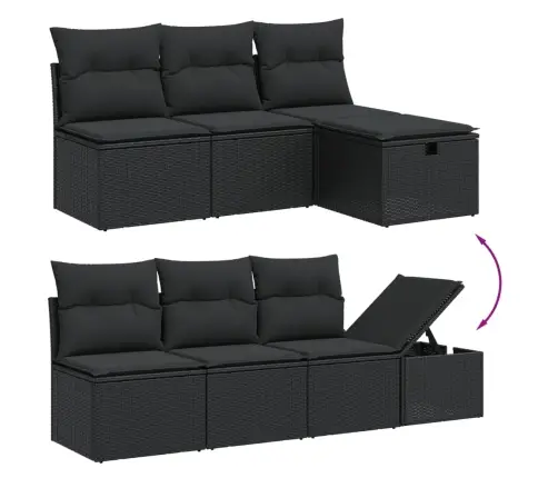 8-Osaline Aiadiivani Komplekt Patjadega, Must, Polürotang